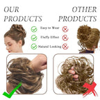 Large Messy Bun Hair Piece Curly Synthetic Extensions Scrunchies Fake Chignon Updo Hairpieces for Women Beige Bronde Mixed Chestnut Brown