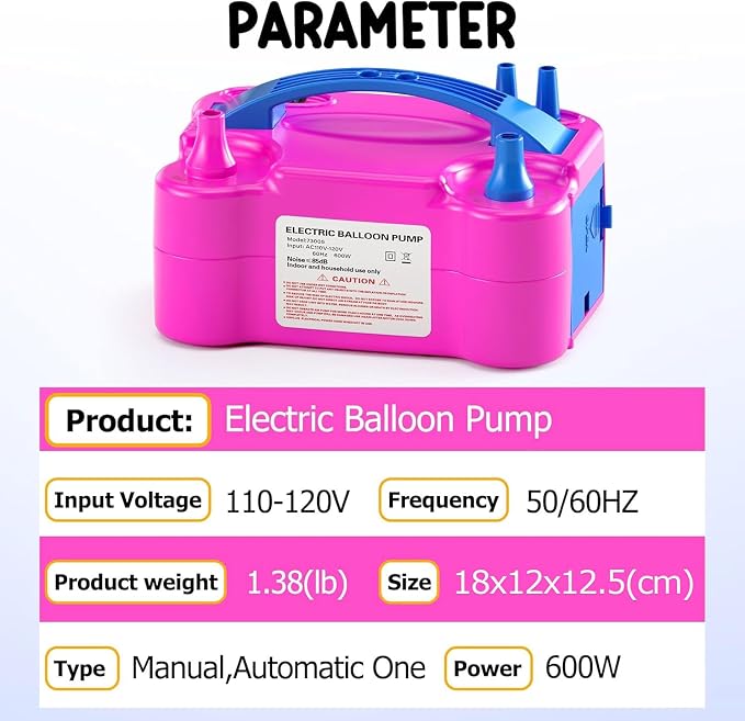 Electric Balloon Pump, Portable Dual Nozzle Electric Balloon Inflator Blower - Image 8