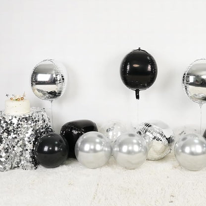 6Pcs Silver Black Round Foil Balloons, Giant 4D Round Ball Balloon, 22 Inch - Image 3