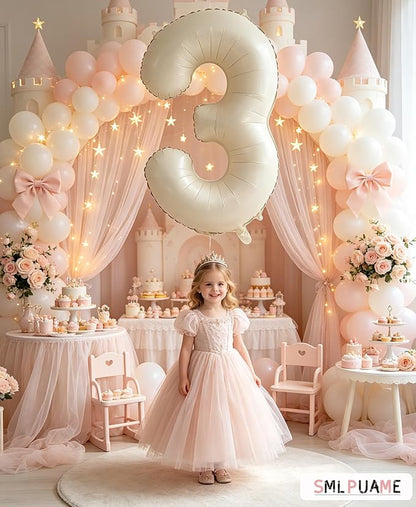 40 Inch Beige Number 3 Balloons - Image 4