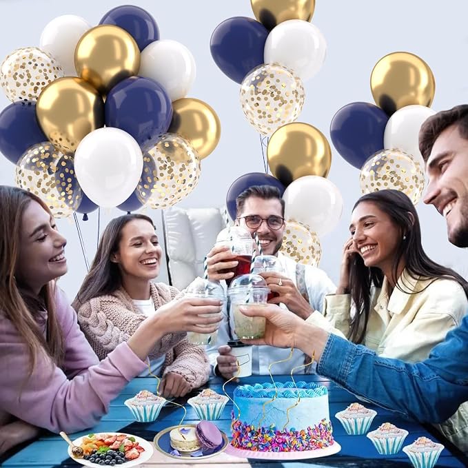 Patimate Navy Blue Gold Balloons Set - Image 5