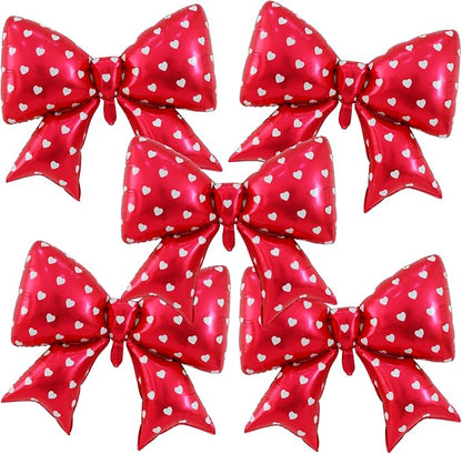 38 Inches Bow Balloon with White Heart Print by Vuzvuv