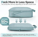 Veken 11 Set Compression Packing Cubes for Travel Essentials,Compressible Expandable Large Luggage Suitcase Organizer Bags for Clothing,Durable Space Saver Storage Bags with Toiletry Bags(Blue Gray)