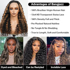 bangjazz 28 Inch Deep Wave Lace Front Wigs Human Hair Fb/27 180% Density 13x4 HD Lace Frontal Wigs Human Hair Pre Plucked Ombre Lace Front Wig Balayage Highlight Glueless Wigs Human Hair for Women