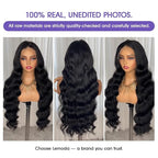 Lemoda Body Wave 13x6 Full Lace Frontal Virgin Human Hair Wigs 210% Density Body Wave Top 15A 13x6 HD Transparent Lace Front Wig Pre-Bleached Knots Invisible Lace Tiny Knots 34Inch