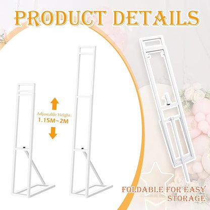 3 Pack White Wedding Backdrop Stand, Adjustable Metal Arch - Image 3