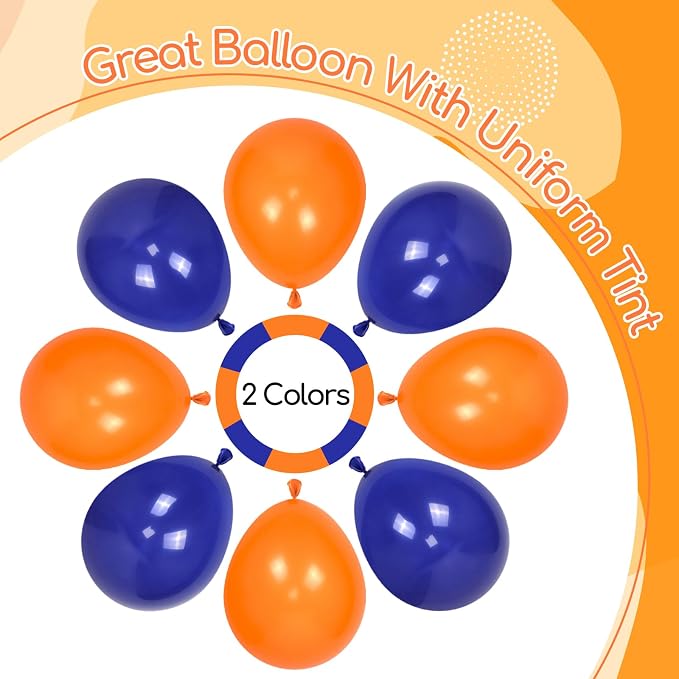 60pcs Royal Blue and Orange Balloons 12inch - Image 7