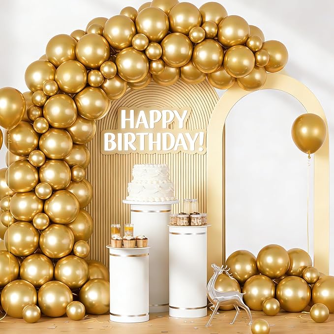 LOLStar Metallic Gold Balloons, 12 inch Latex Round Balloon | Birthday - Image 3