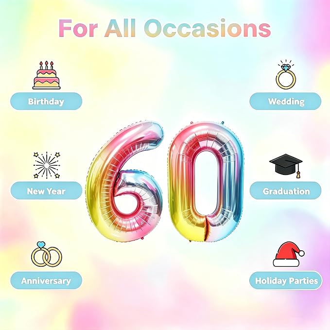 Rainbow Number Balloons Birthday Balloons - Image 5