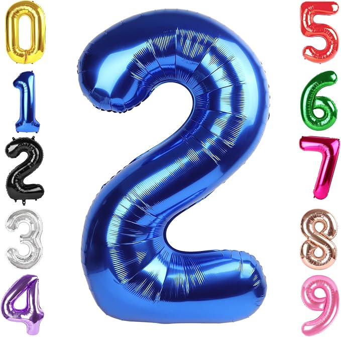 40 Inch Navy Blue Number 2 Balloon, 2nd Blue Birthday Party Decorations | 40 by Hadoife