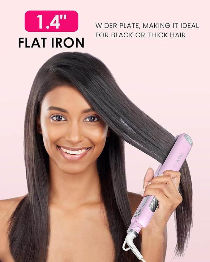 NOVUS Flat Iron Fast Heating Ceramic Hair Straightener Irons with 1.4" Wide Floating Board Adjustable Temperature alisador de Cabello Negative Ions Straightener