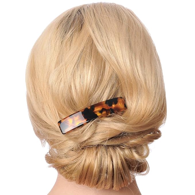 Fsmiling Hair Barrettes for Women French Hair Barrette Clip Small Acetate Hair Clips Barrette No Slip Hair Accessories 3-Pack