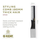 Kent SPC84 Hair Pick Comb for Curly, and Thick Hair – Professional Antistatic Heat-Resistant Prong Fork for Volume and Lift – Barber Teasing Comb for Natural Styling and Maintenance