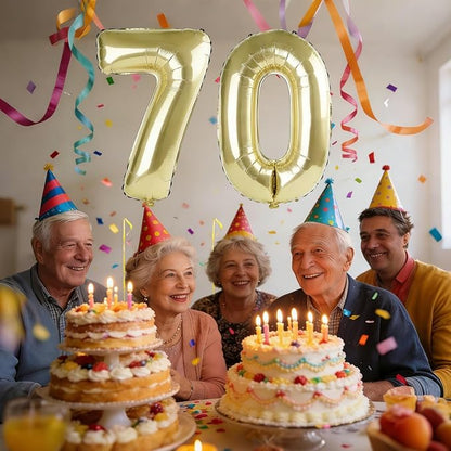 40 Inch Number 70 Balloons for 70th Birthday Party Decorations, 0-100 Champagne - Image 2