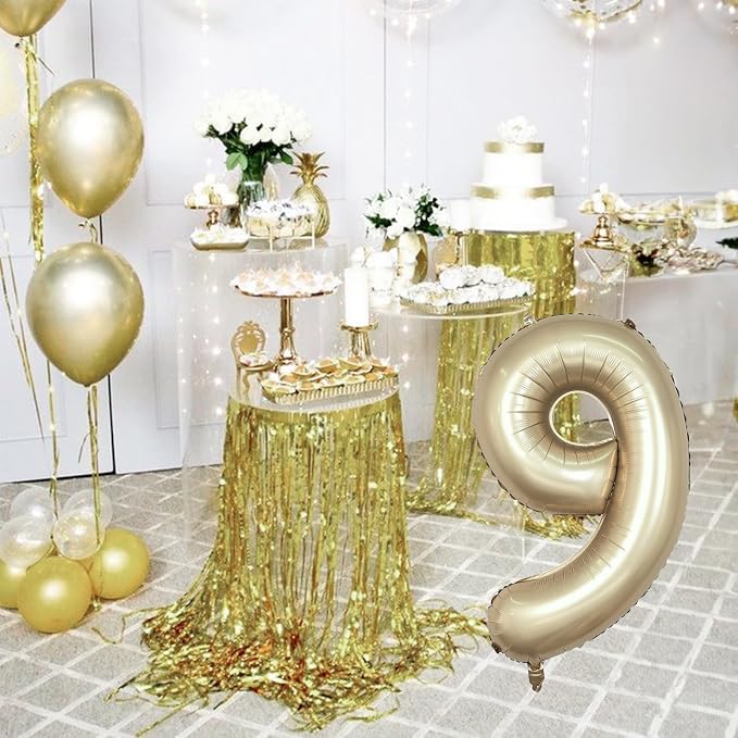 Light Gold Purple Number 9 Balloon, 40 Inch Metallic Gold Foil Number Balloons - Image 6