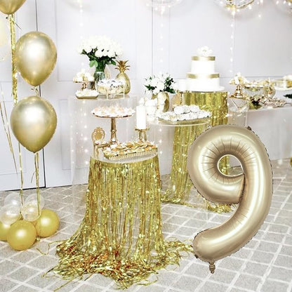 Light Gold Purple Number 9 Balloon, 40 Inch Metallic Gold Foil Number Balloons - Image 6