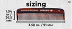 #12 Handmade Narrow Tooth Comb Tortoise Havana Acetate Fine Straight Thin Detangling Parting Grooming Teasing Hair Styling Hairdresser Barber Hairdressing Wet Dry Pocket Travel Women Men Kids