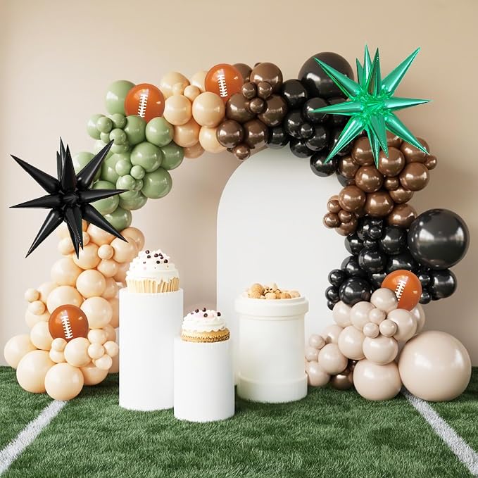 Football Balloons, 12 Inch Green Brown Football Party Balloon - Image 6