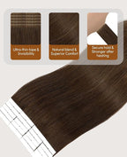 VINBAO Thick 60g Invisi Edge Tape in Extensions Real Human Hair Chocolate Brown 22in 20pcs Injected Tape in Hair Extensions Pro Quality De Cabello Humano 22inch #4