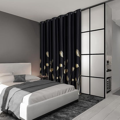 Black Blackout Curtain for Sliding Glass Door 80W x 96L Inch Light Blocking - Image 2