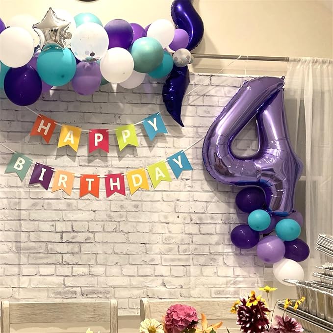 40 Inch Number Balloons 4 for Kids, Large Purple Number Balloon - Image 5