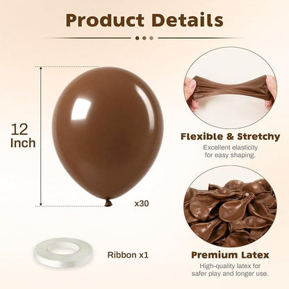 Brown Balloons, 12 Inch Dark Coffee Neutral Latex Party Balloon 30 Pack | - Image 2