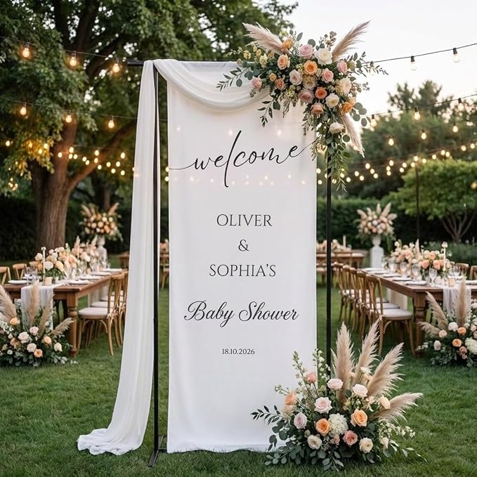 Vintage Baby Shower Banner – Personalized Welcome Sign, Floral Baby Shower by Custom