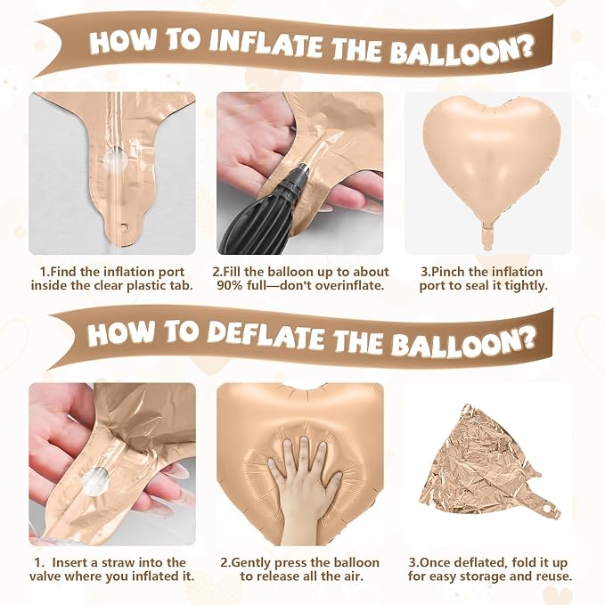 Cream Apricot Heart Balloons, 18 Inch Nude Neutral Balloons Helium - Image 6