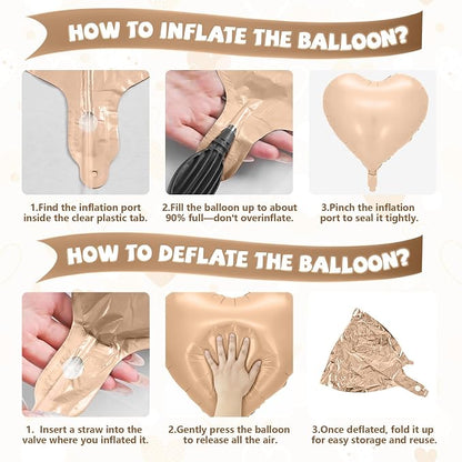 Cream Apricot Heart Balloons, 18 Inch Nude Neutral Balloons Helium - Image 6