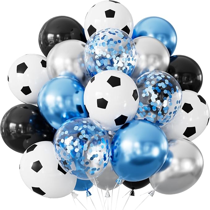 Soccer Balloons, Soccer Print Confetti Balloons by Adeyoo