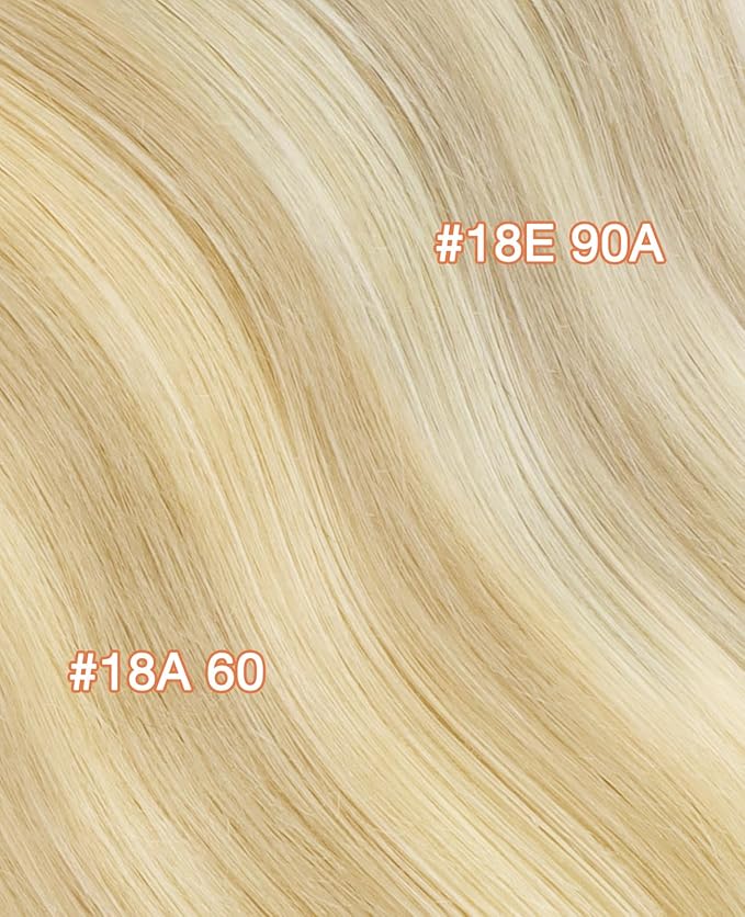 GOO GOO Invisi Edge Tape in Hair Extensions Human Hair, 18AT60A Pearl Ash Blonde Highlights, 10pcs 18inch 25g, Virgin Remy Hair, Seamless Injected Tape, Natural Look