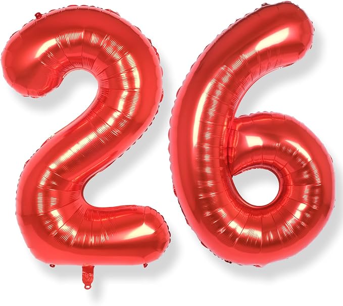 AULE 40 Inch Red 26 Balloon Number Foil 0-9 Birthday Big Numbers | Birthday by AULE