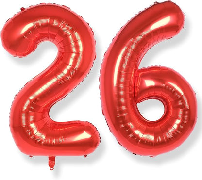 AULE 40 Inch Red 26 Balloon Number Foil 0-9 Birthday Big Numbers | Birthday by AULE