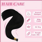 YoungSee 26 Inch I Tip Hair Extensions Human Hair Black Itip Extensions Black I Tip Hair Extension Real Human Hair Jet Black 50s 50g