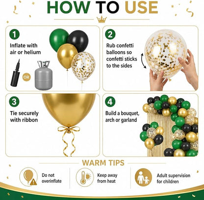 Black Gold Green Balloons for Graduation Party Decorations 60PCS 12INCH Dark - Image 8
