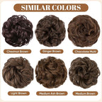 CJL HAIR Large Messy Bun Hair Piece Wavy Curly Scrunchies Synthetic Chignon Ponytail Hair Extensions Thick Updo Hairpieces for Women Chocolate Brown