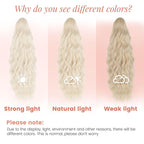 Claw Wavy Ponytail Extension 18 Inch for Women Curly Pony Tail Clip in Hair Extensions Shoulder Length Fluffy Natural Looking Synthetic Hairpiece for Daily Use (Ash Blonde)
