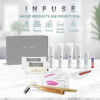 Infuse Amenity & Accessory Kit | 1 oz Travel Size Shampoo, Conditioner, Lotion, Body Wash, 2 Cleansing Bars, Shave & Dental Sets, Make-Up Remover Wipes, & Vanity Kit | 60 sets per case