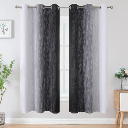 Full Room Darkening Blackout Curtains 72 Inch Length 2 Panels Set, Ombre - Image 2