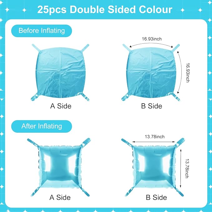 Light Blue Square Foil Balloons 25 Pcs Metallic Light Blue Balloons Wall - Image 7