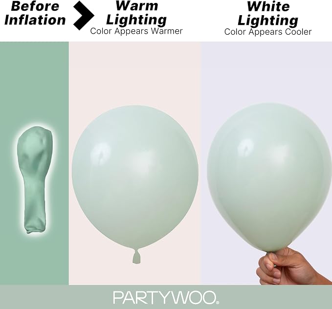 PartyWoo Dusty Green Balloons 100pcs Sage Olive Eucalyptus Green Boho Color | - Image 3