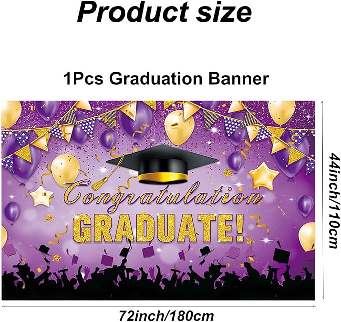 Large Grad Congratulations Banner Graduation Decorations Class of 2026 | 72x44 - Image 2