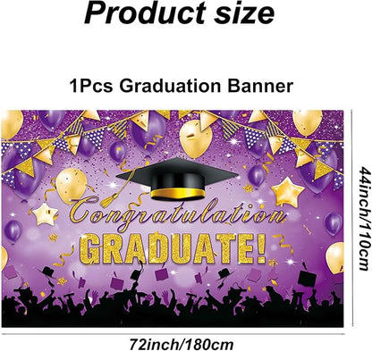Large Grad Congratulations Banner Graduation Decorations Class of 2026 | 72x44 - Image 2