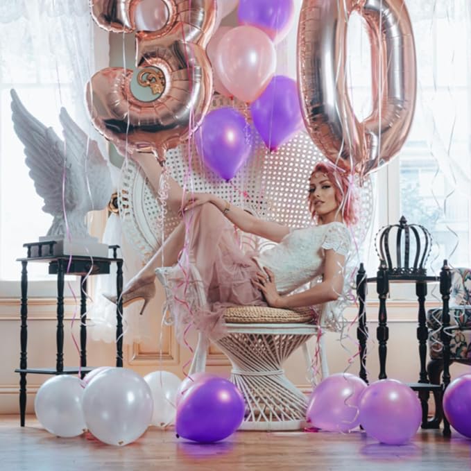120 Pack Pearl Purple Balloons, Bright 12 inch Royal Purple Latex Party Balloons - Image 4