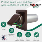 NO-PEST VENT, Exclusive Dual Door Dryer Vent Cover Outdoor 4 inch or Bathroom fan, Made in USA w Highest UV Resistant Plastic in any Outdoor Vent Cover (Brown, 4 inch With 12" Duct Tube)