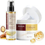 Collagen Hair Mask & Argan Oil for Damaged Hair-Hair Damage Repair Treatment Set -Deep Conditioning for Curly or Straight Thin Fine Hair,Split Ends Hair 3.38 fl.oz+7.06oz