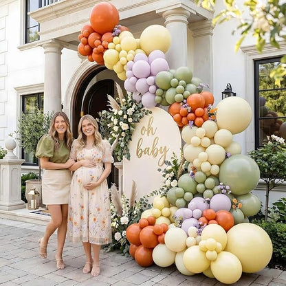 Sage Green Orange Yellow Balloon Arch Garland Kit Double Stuffed | Pale Purple - Image 2