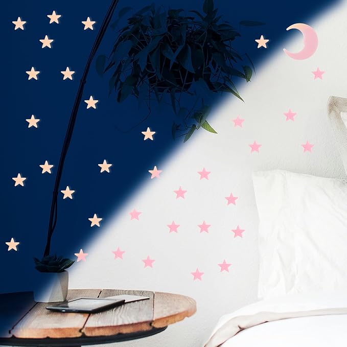 100 Stars and 1 Moon Glow in The Dark Luminous Fluorescent 3D Plastic Glow - Image 4