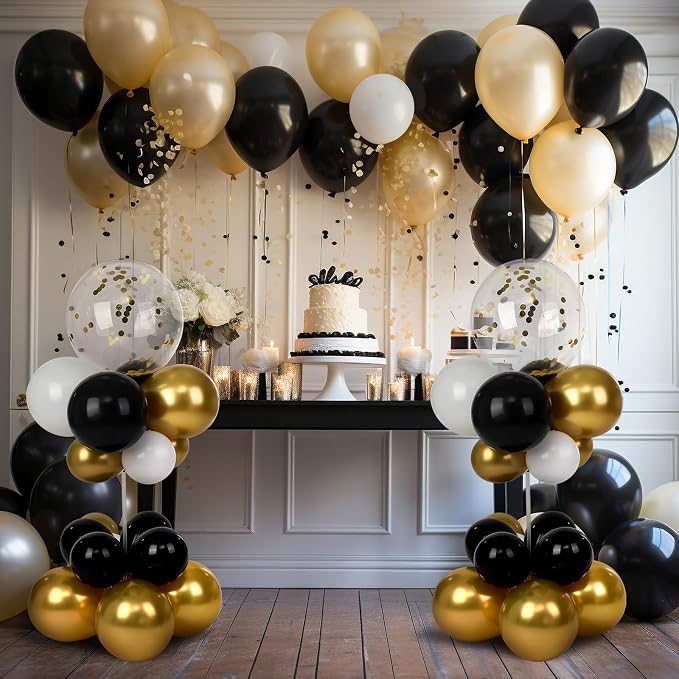 Gejoy 8 Sets Black and Gold Balloon Column Table Centerpiece Reusable Table - Image 4