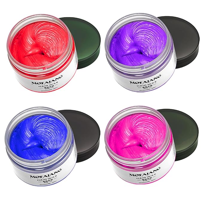 EFLY Temporary Hair Color Chalk, Hair Wax Color For Gifts, Birthday,Party, Cosplay DIY, Halloween, Christmas (4, Red Purple Blue Pink)